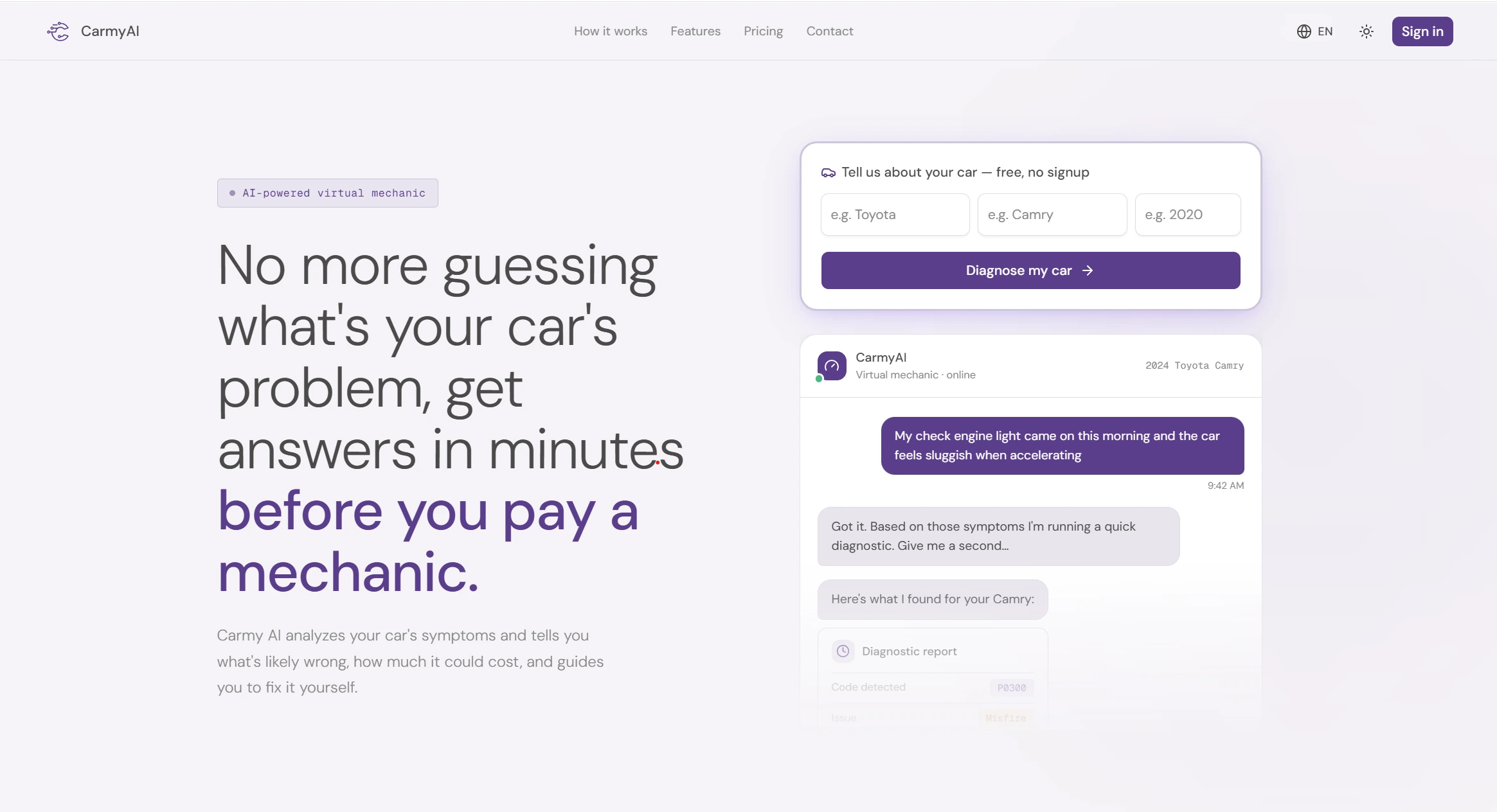 Carmy AI website